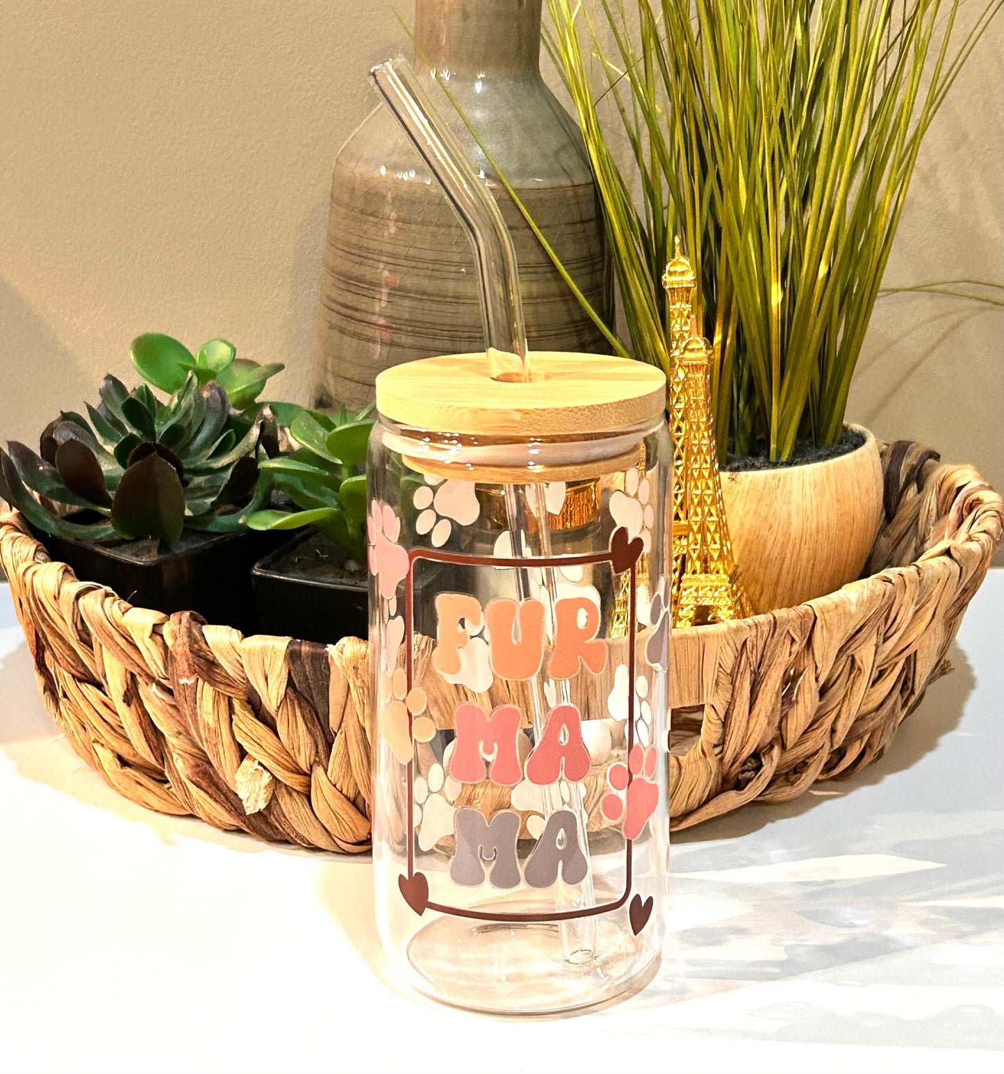 Fur Mama 16 oz Glass Tumbler