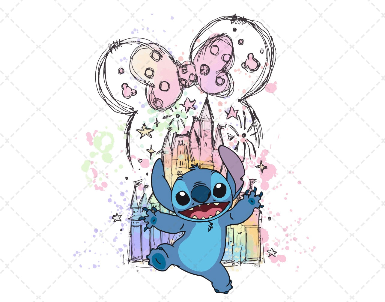 Large Castle With Blue Alien Tee