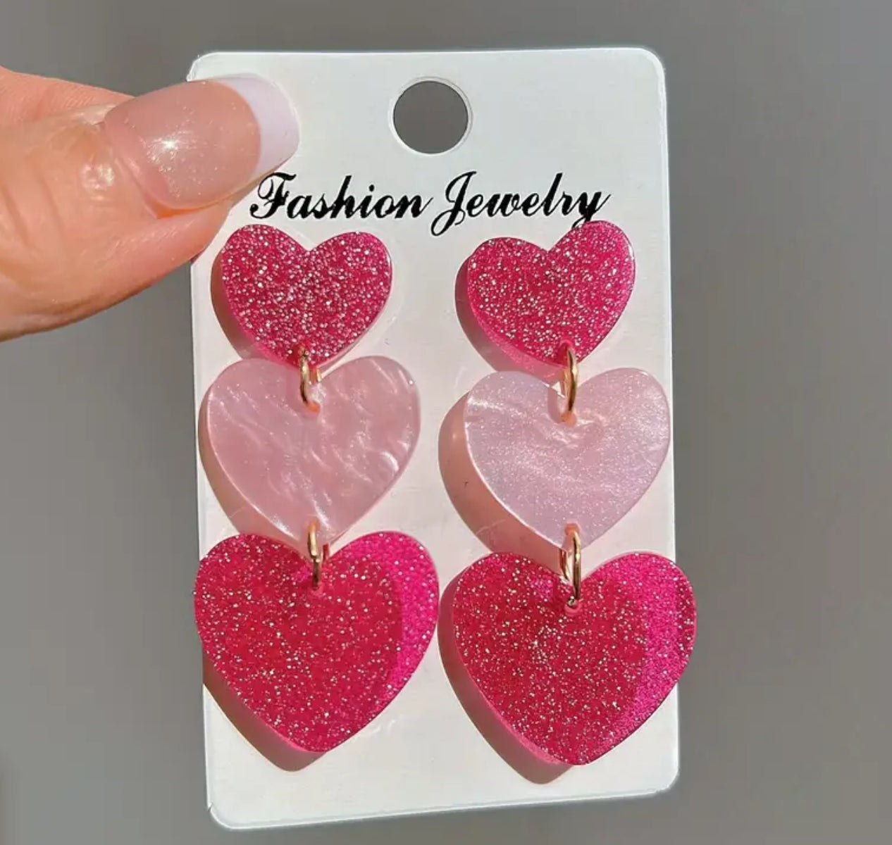 Pink Heart Drop Earrings