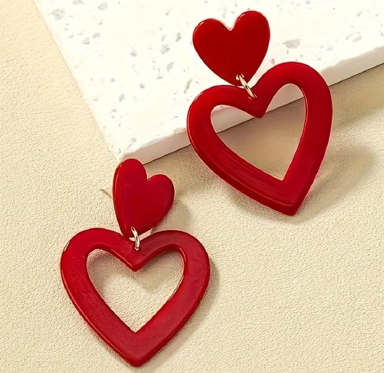 Chic Red Heart Earrings