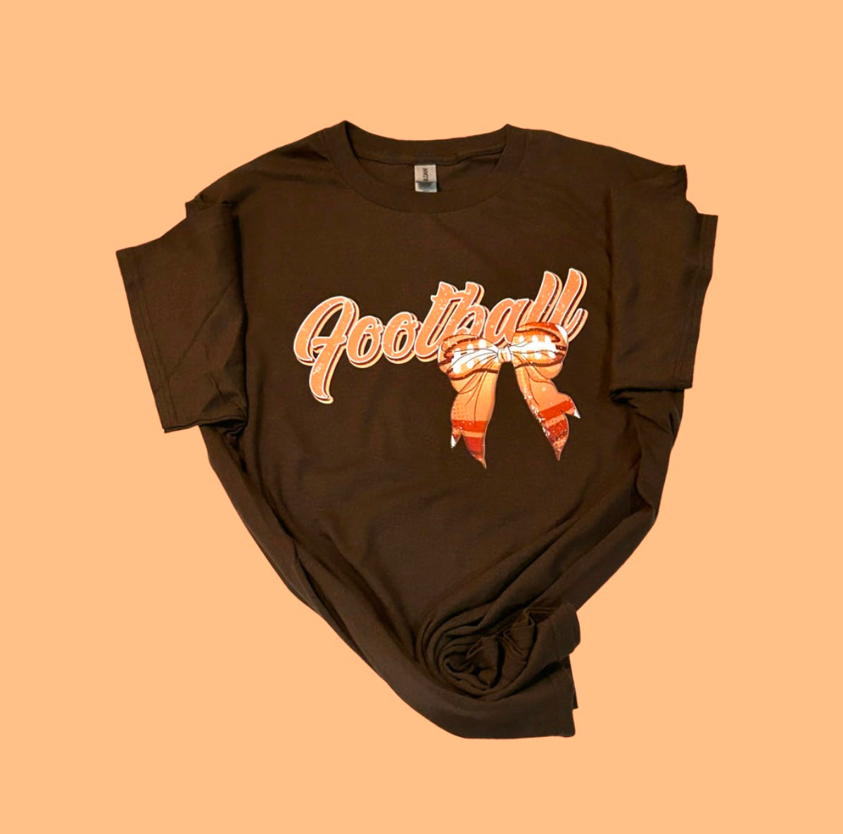 Brown Football Bow Graphic Graphic Tee