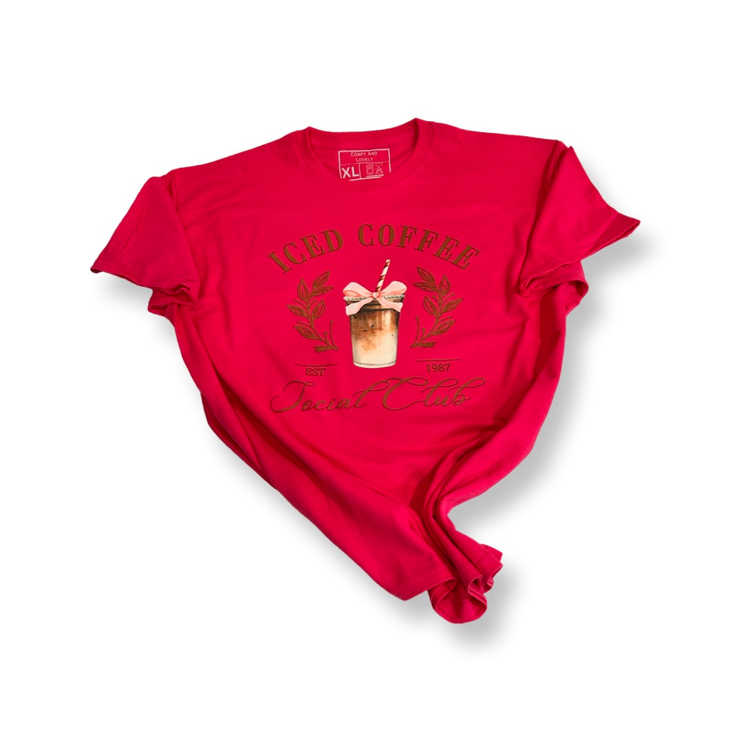 Hot Pink Ice Coffee Social Club Graphic Tee
