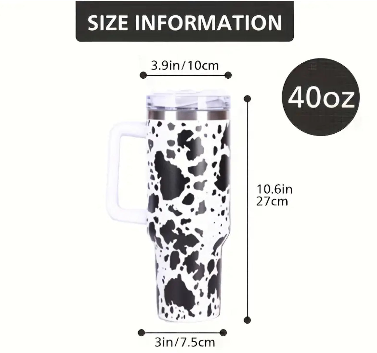40 oz Cow Print Insulated Tumbler