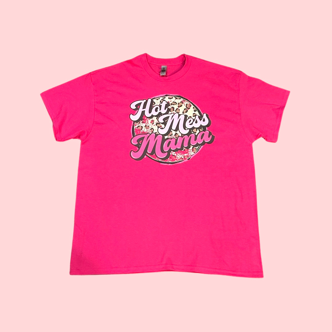 Pink Hot Mess Mama Graphic Tee