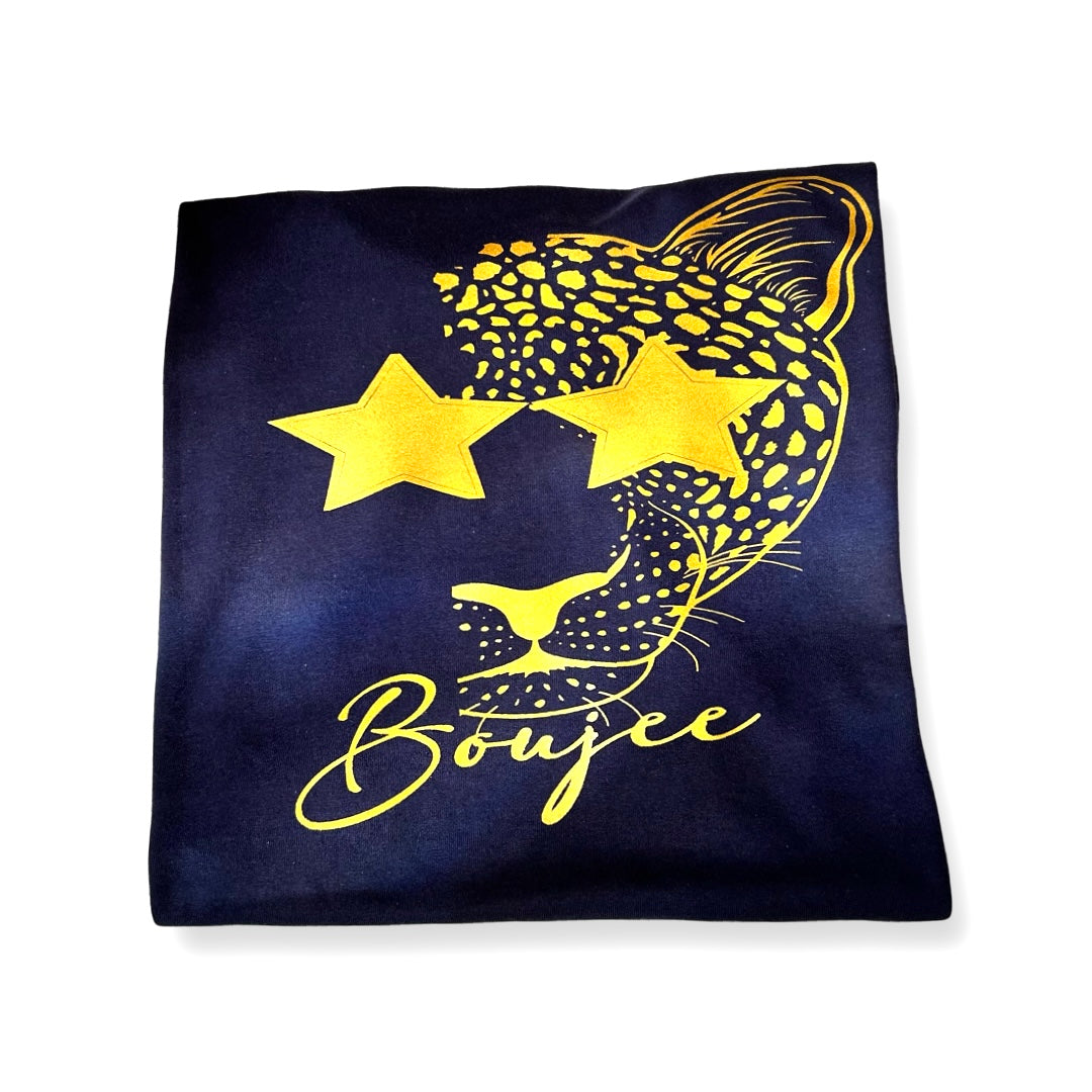 Navy Blue Leopard Boujee Graphic Tee