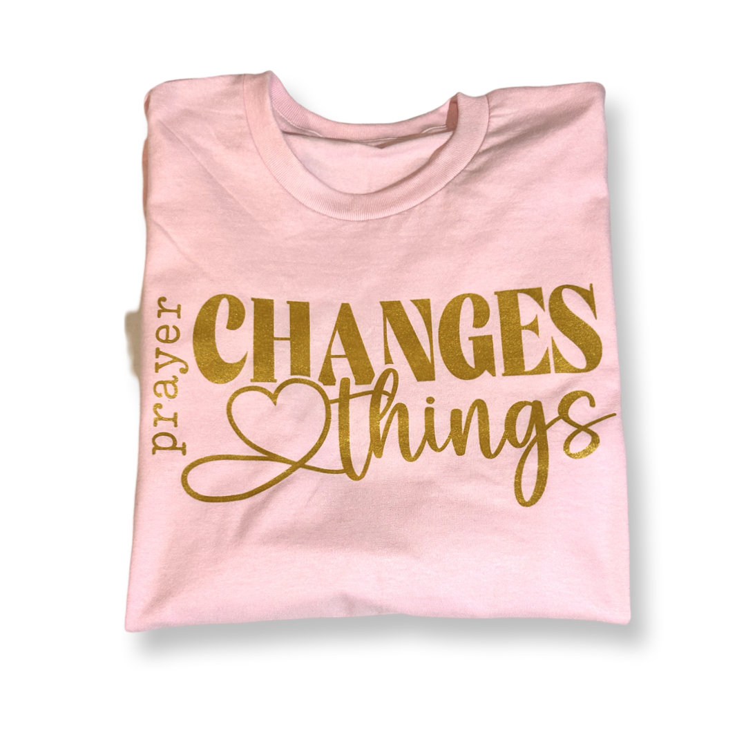 Light Pink Prayer Changes Things Graphic Tee