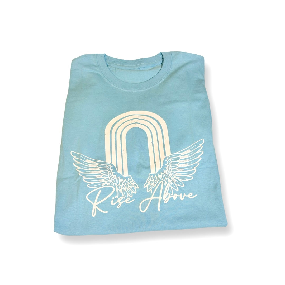 Light Blue Rise Above Graphic Tee