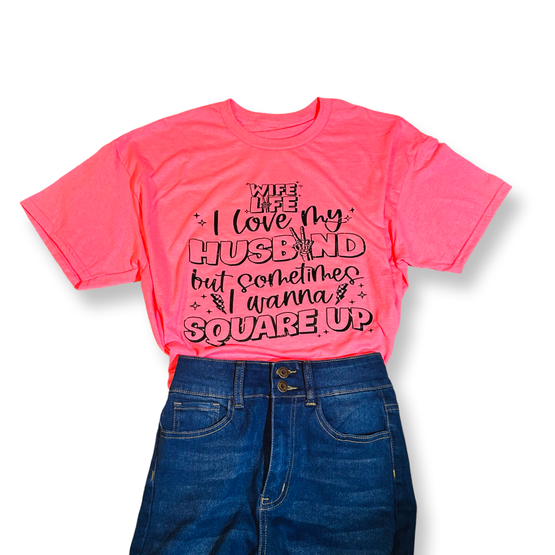 Neon Pink I Love My Husband Graphic Tee