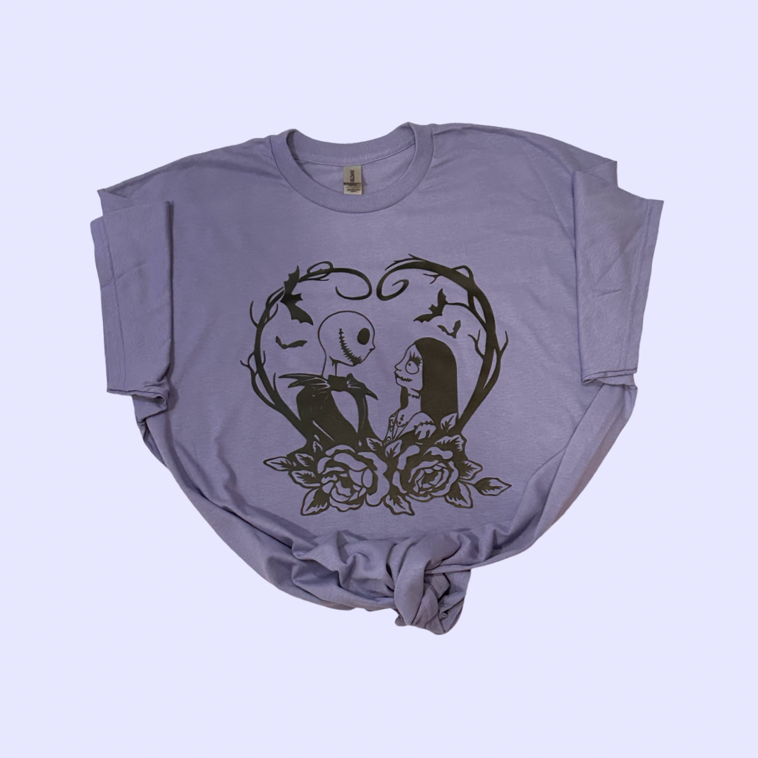 Violet Heart With Roses Graphic Tee