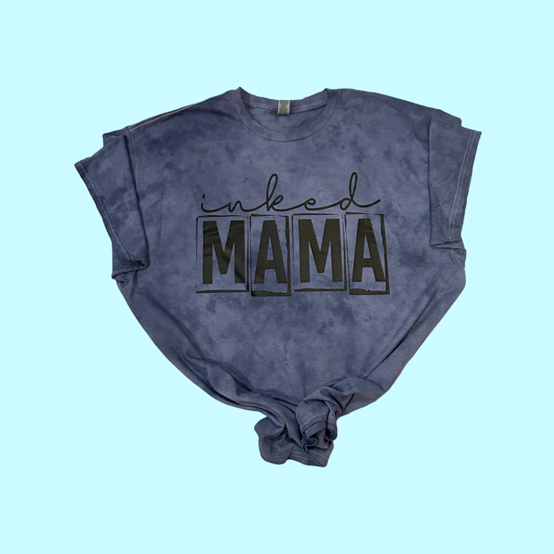 Blue Tie Dye Inked Mama Graphic Tee