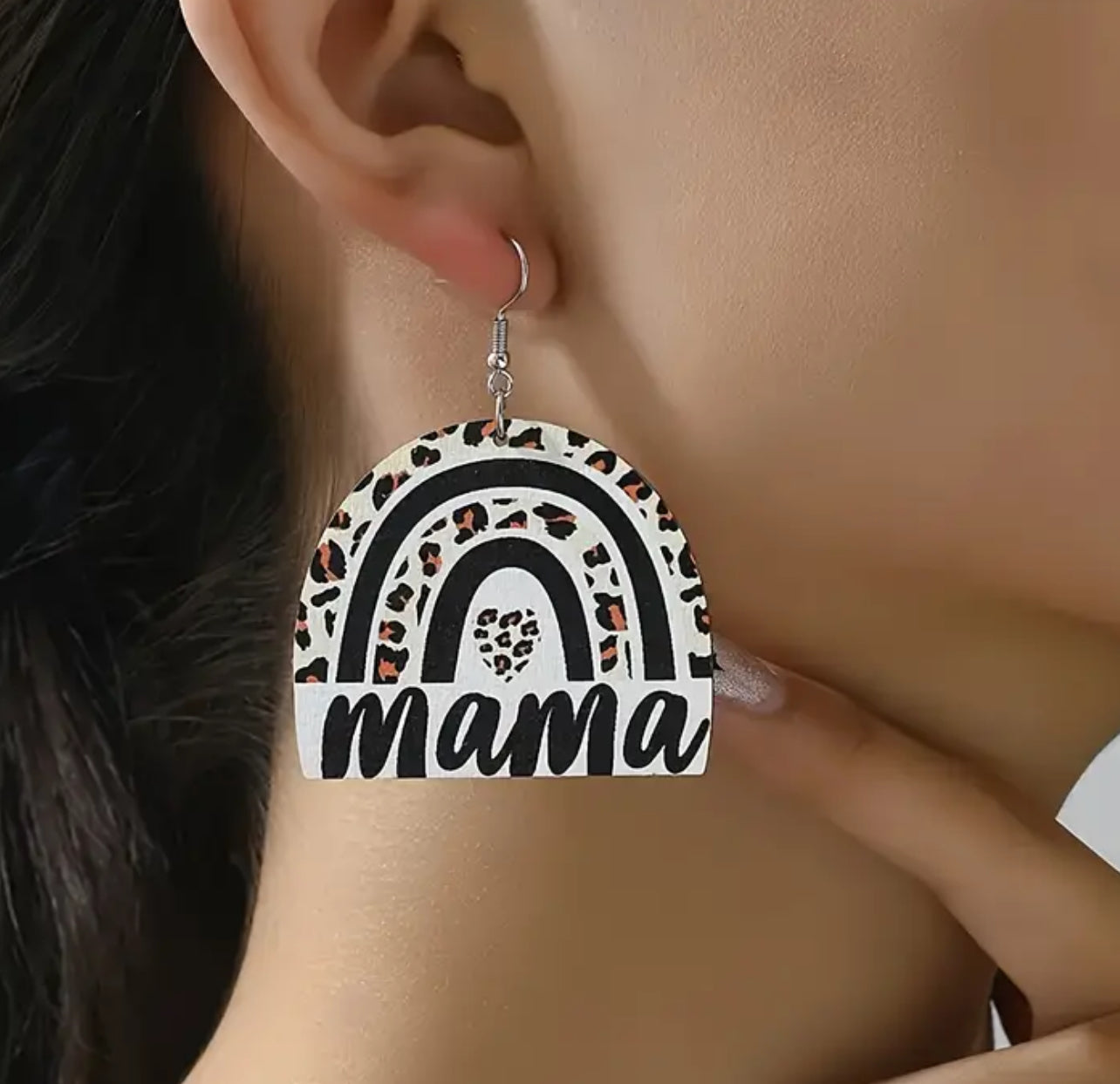 Rainbow Leopard Print Mama Earrings