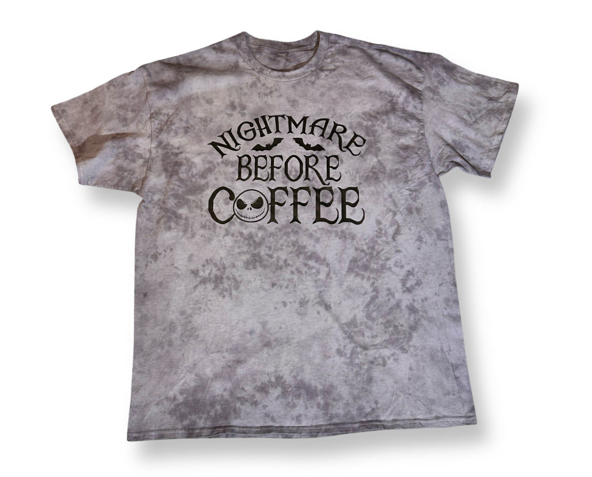Grey Tie Dye Nightmare Before Coffee Graphic Tee