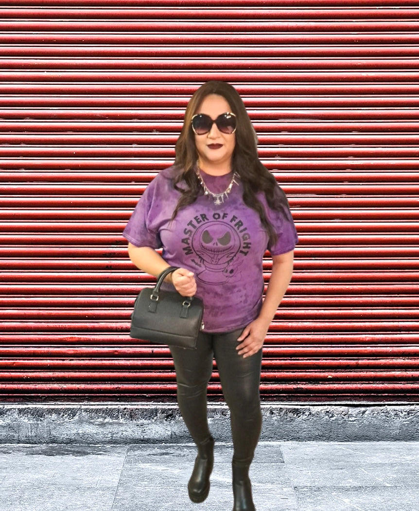 Purple Tie Dye Master Of Fright Graphic Tee