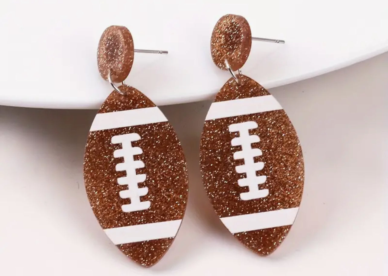 Glittery Football Earrings