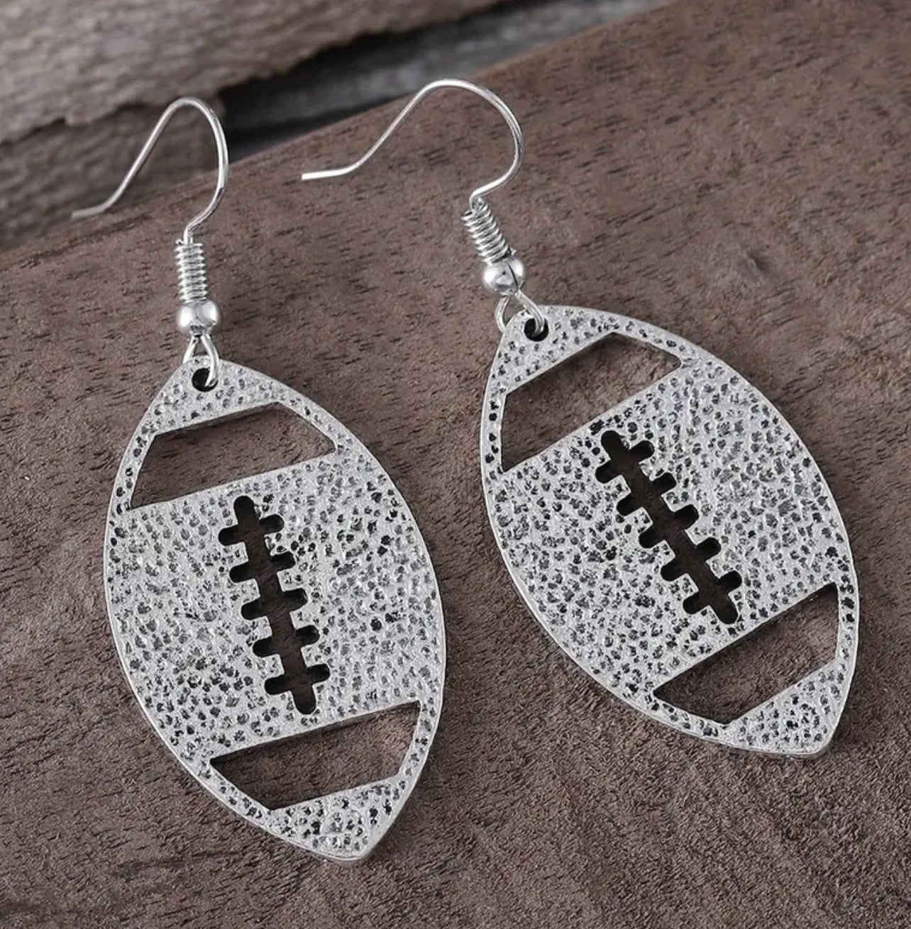 Silver Football Earrings