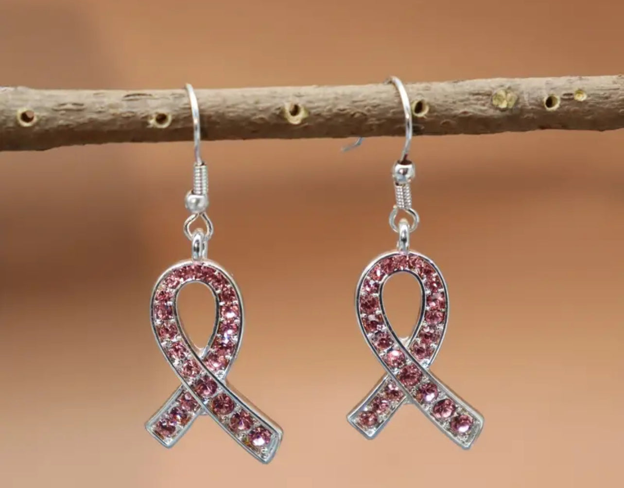 Pink Bling Ribbon Earrings