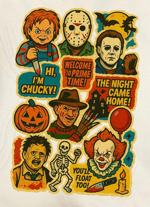 Black Canvas Bag With Scary Characters 13.5 x 15 x 8. Preorder