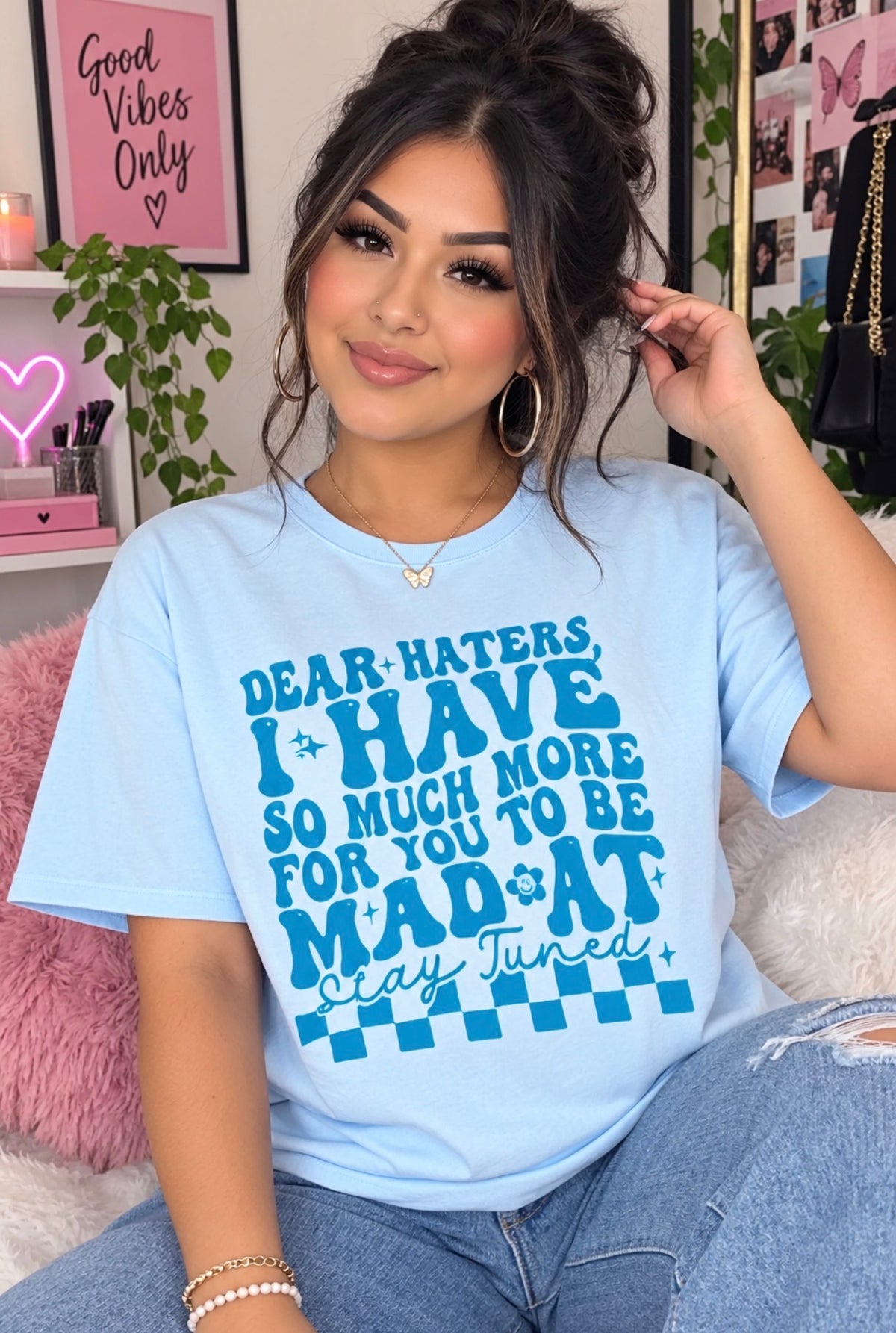 Light Blue Dear Hater Graphic Tee