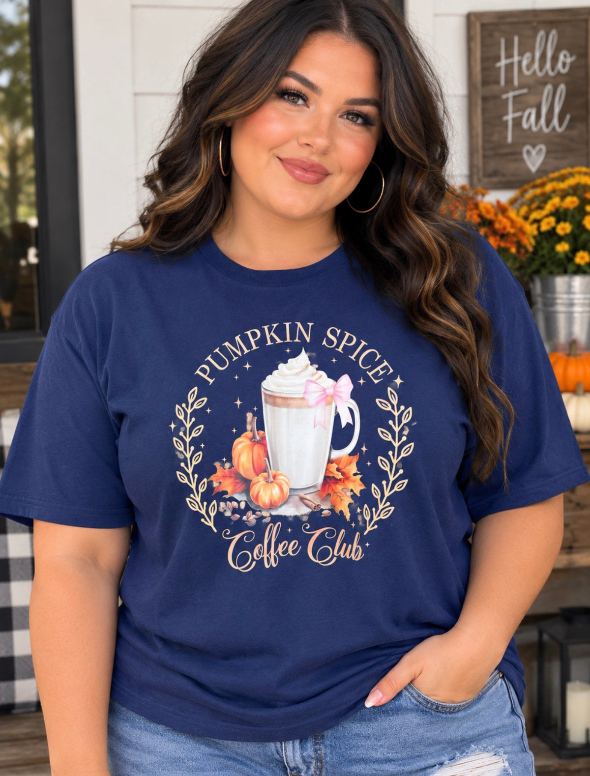 Navy Blue Pumpkin Spice Coffee Club Graphic Tee
