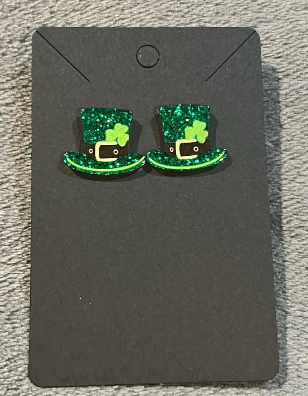 Green Hat Earrings