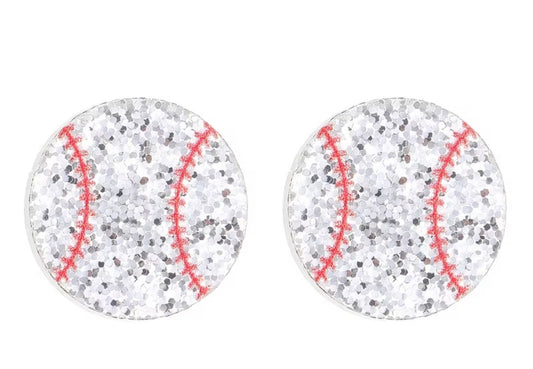 Glittery Baseball Earrings