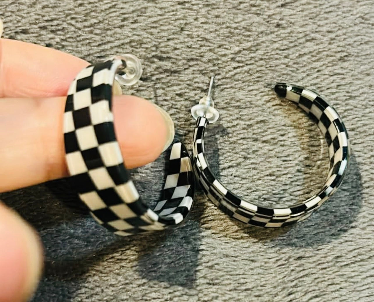 Small Checkered Hoop Earrings