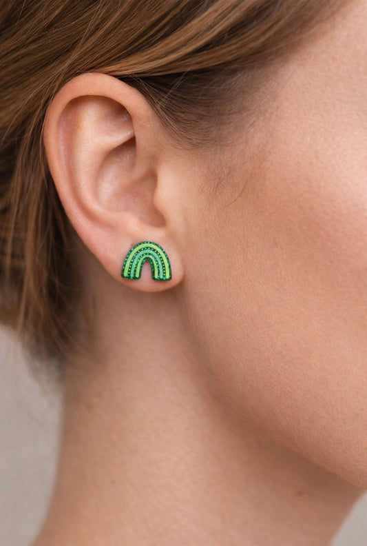 Green Rainbow Earrings