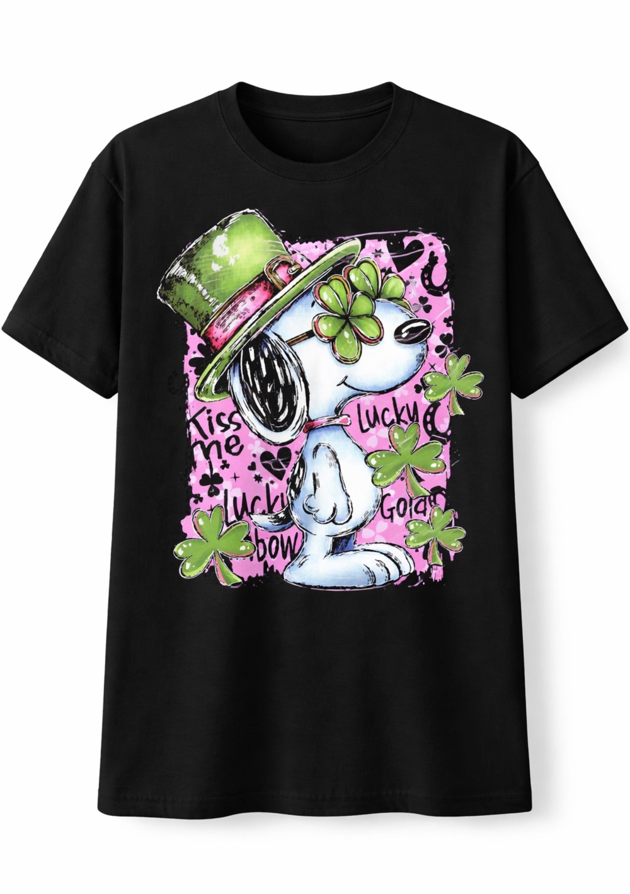 Black St. Patrick’s Day Shamrocks Graphic Tee