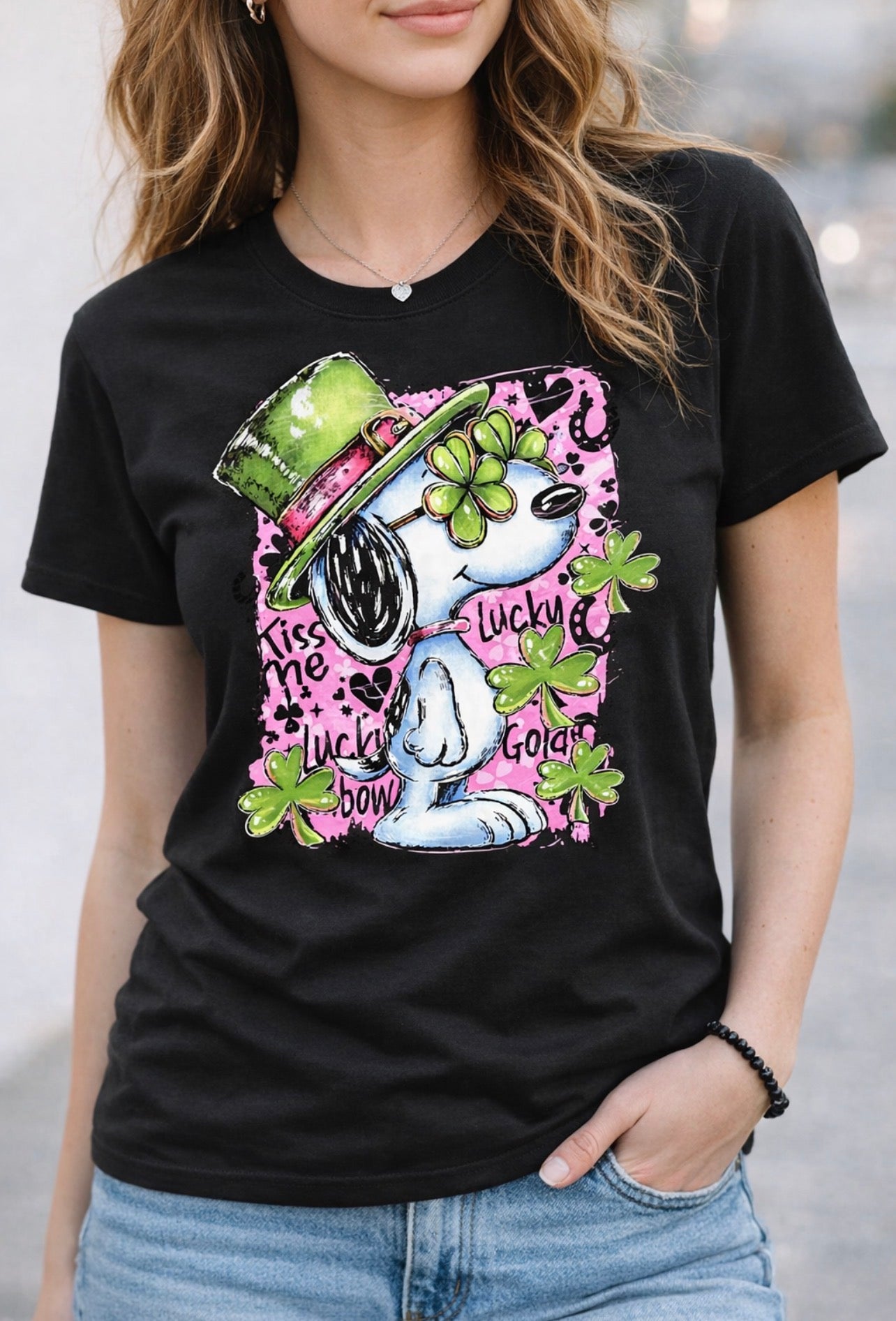 Black St. Patrick’s Day Shamrocks Graphic Tee