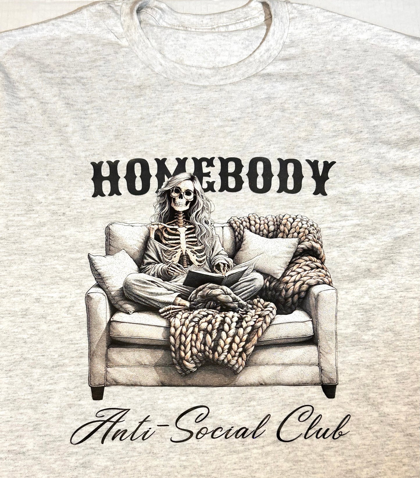 Ash Grey Glittery Homebody Graphic Tee