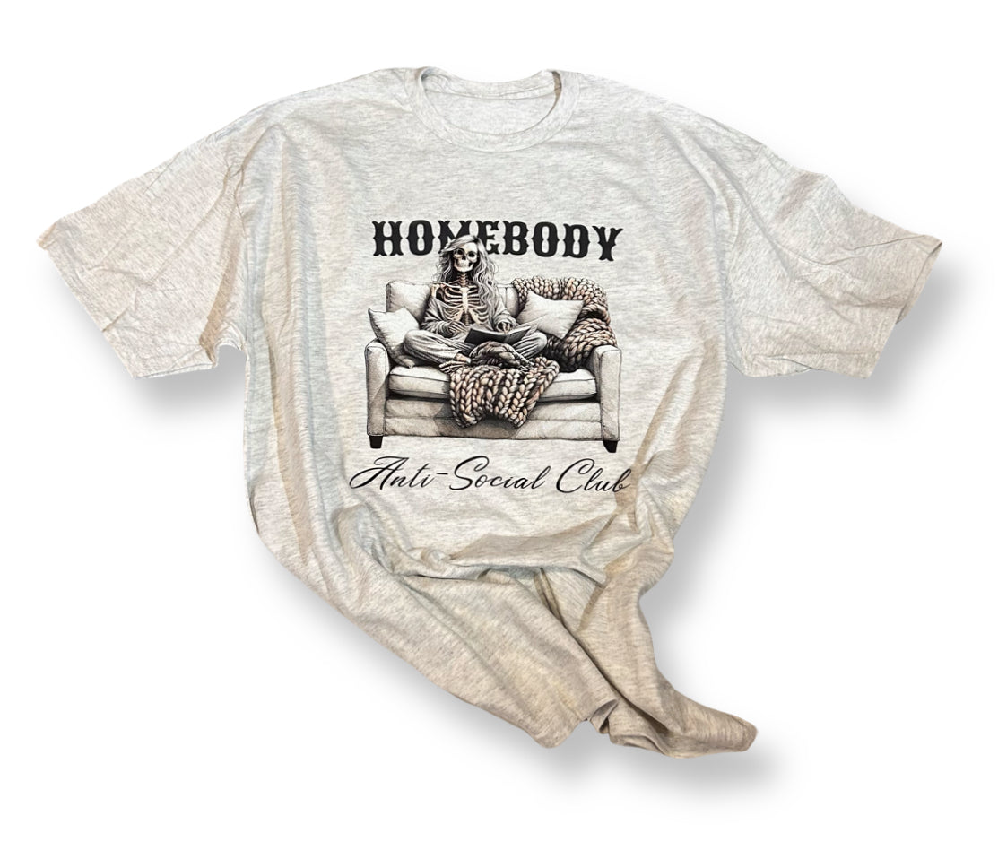 Ash Grey Glittery Homebody Graphic Tee