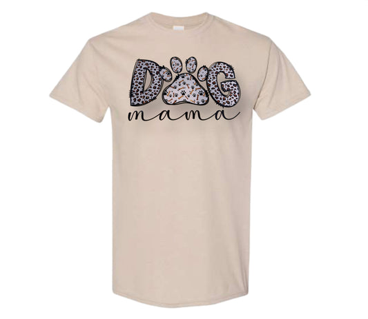 Sand Glittery Dog Mama Graphic Tee