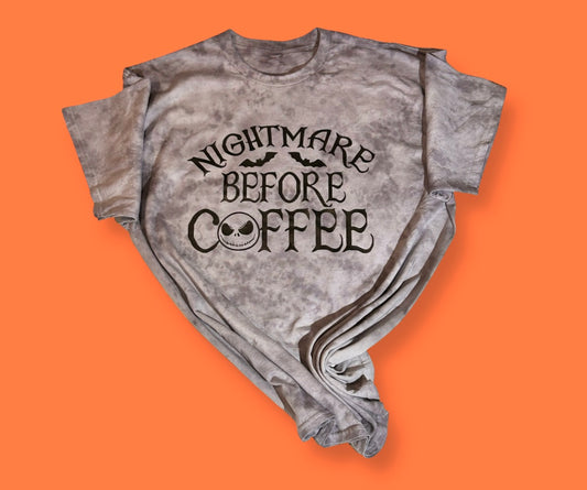 Grey Tie Dye Nightmare Before Coffee Graphic Tee