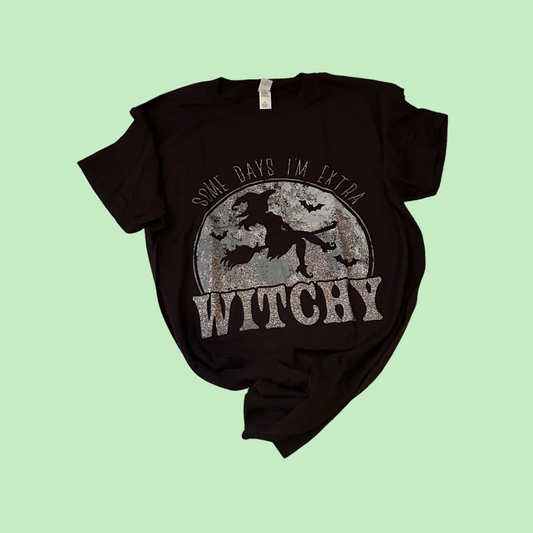 Black Glittery Witchy Graphic Tee