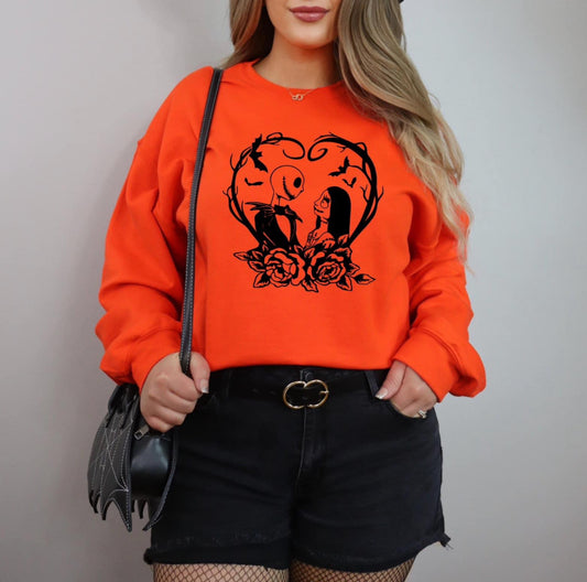 Orange Heart With Roses Sweatshirt