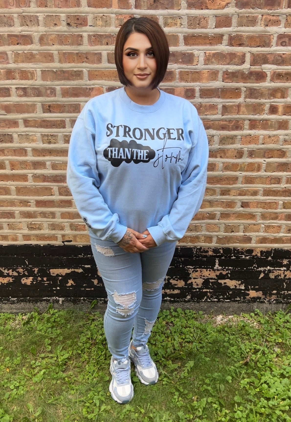 Light Blue Stronger Than The Storm Sweatshirt