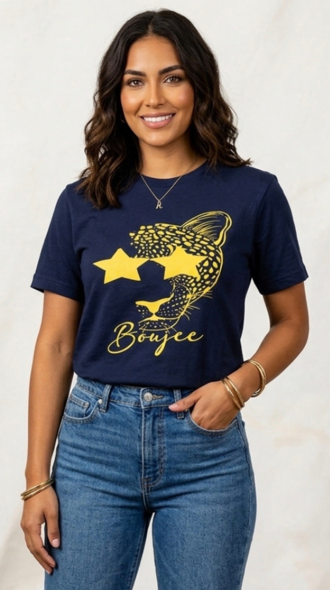 Navy Blue Leopard Boujee Graphic Tee