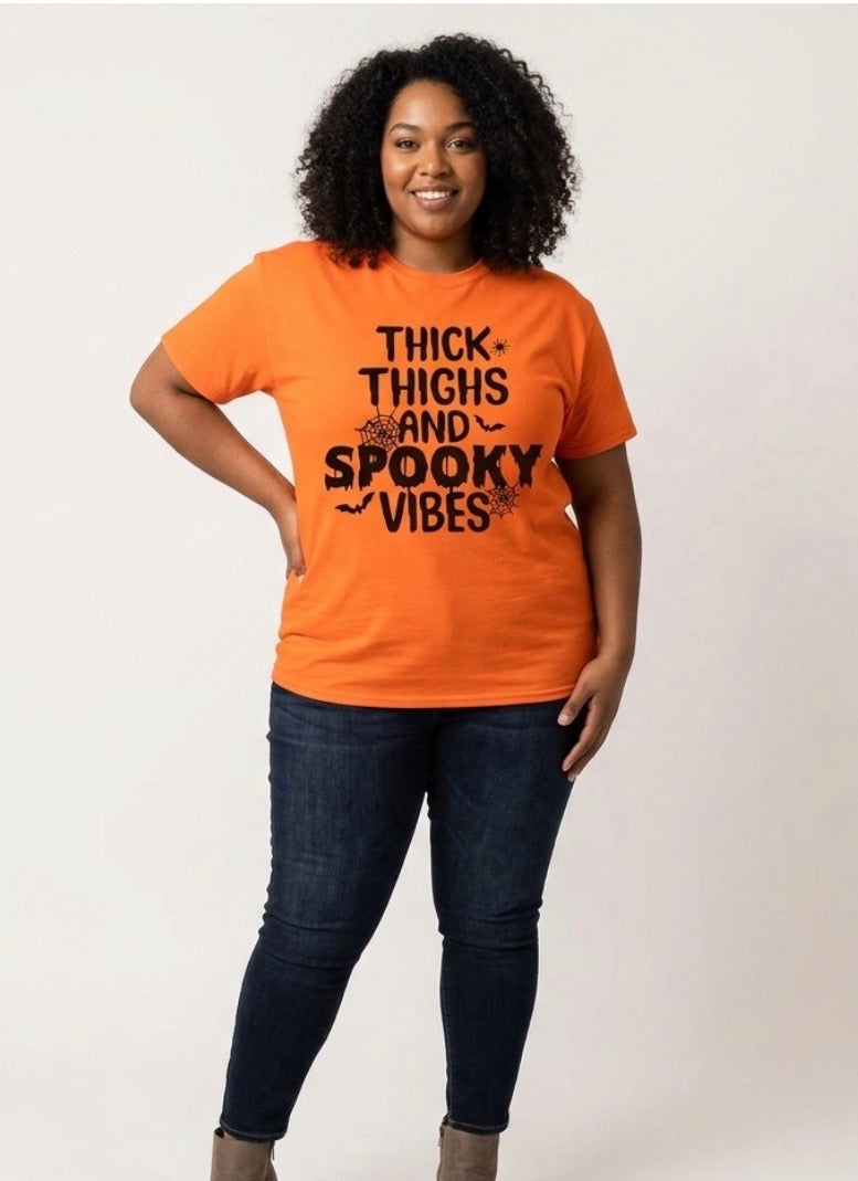 Orange Thick Thighs Spooky Vibes Graphic Tee