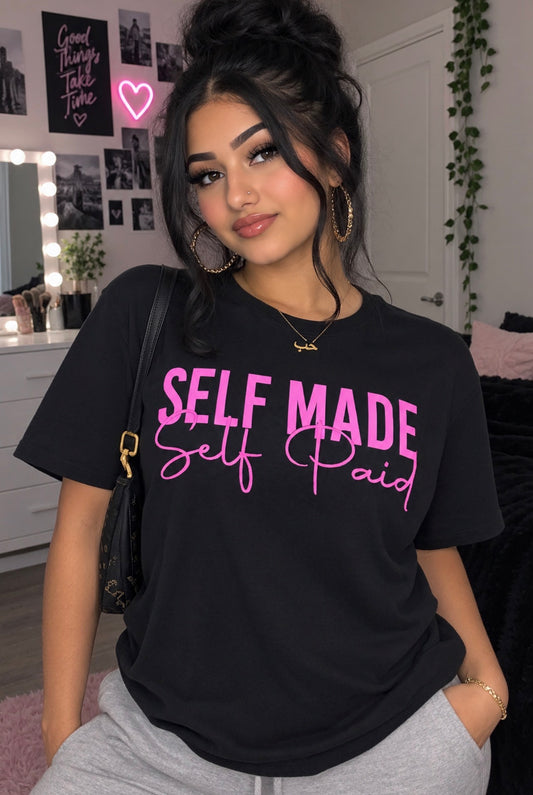 Black Self Made Graphic Tee