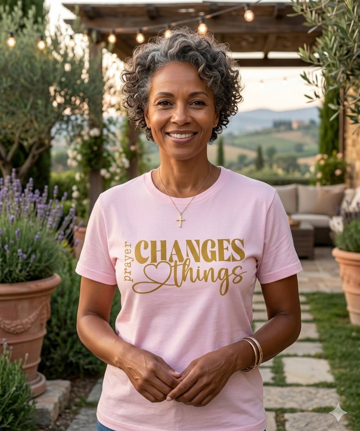 Light Pink Prayer Changes Things Graphic Tee