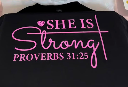 3X Black She Is Strong Graphic Tee