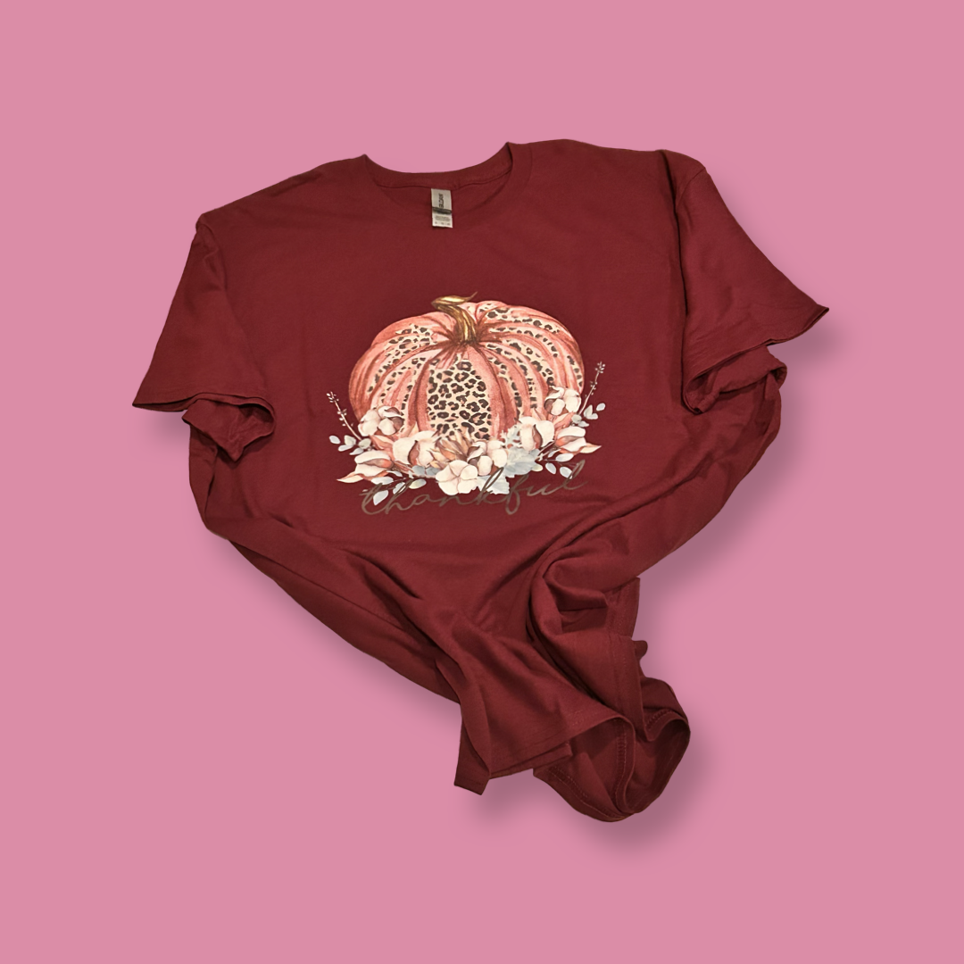 Thankful Leopard Pumpkin Tee
